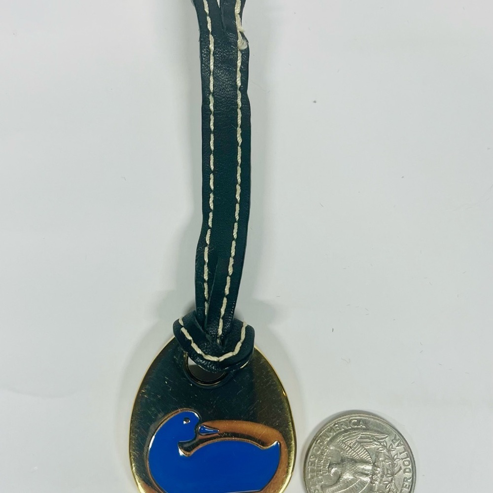 Classic Black Leather Dooney & Bourke Keychain with Blue Duck Emblem - Picture 7 of 7